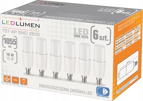 6 db-os Led izzó szett E14 10W=75W 1055lm T37 Erős Energiatakarékos 3000K