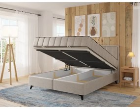 Kárpitozott ágy matracokkal és topperrel, tárolóhellyel ALICIA 140x200 cm bézs