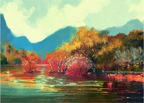 Kép - őszi színek (üvegen) (70x50 cm)