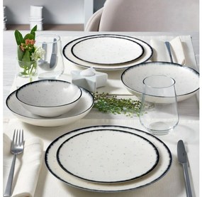 24 darabos porcelán étkészlet, fehér/fekete