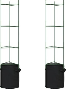 vidaXL 2 db acél és polipropilén paradicsomketrec növényzsákkal 154 cm