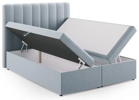 Világoskék boxspring ágy tárolóhellyel 160x200 cm Gina – Milo Casa