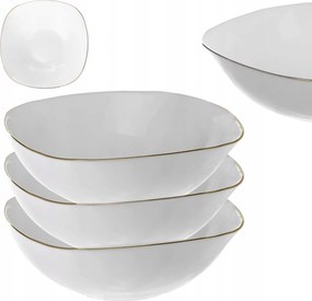 Saláta tálaló Tál 19cm Üveg Leveses Tál Saláták Szett Fehér Arany 3 db