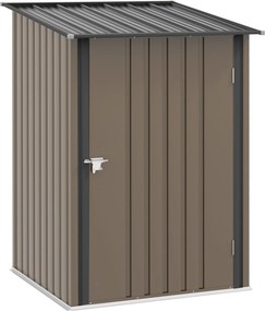 Outsunny Fém Szerszámtároló 1.6m³ 100x103x160cm Kerti Sátor Fodros Tetővel Zárható Ajtóval, Időjárásálló Kültéri Tároló Szekrény Kerthez, Barna | Aoso