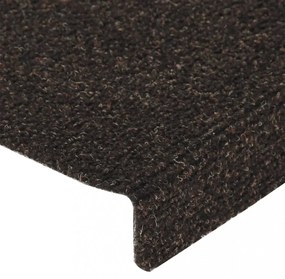 15db tűvel lyuggatott sötétbarna szövet lépcsőszőnyeg 65x21x4cm