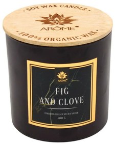 Arome Fig and clove szója gyertya, 400 g fa kanóccal és fedéllel