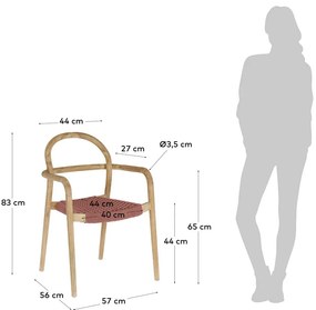 Sheryl eukaliptuszfa kerti szék terrakotta színű húrozással - Kave Home