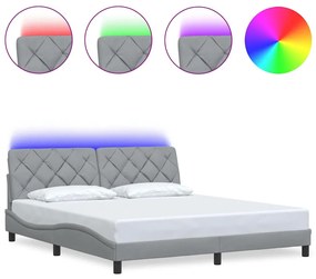 világosszürke szövet ágykeret LED-es matrac nélkül 180 x 200 cm