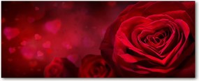 Edzett üveg panel Vörös rózsa szív XXL