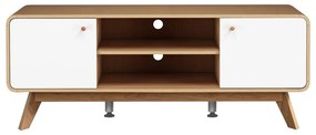 Fehér-natúr színű TV-állvány tölgyfa dekorral 140x53 cm Caitlin – Støraa