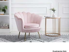 Fotel Art-deco stílusban, rózsaszín Velvet anyag/gold króm-arany, NOBLIN