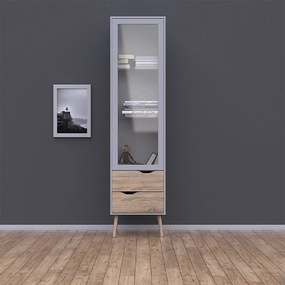 Vitrines szekrény, tölgy sonoma/fehér, OSLO 75461