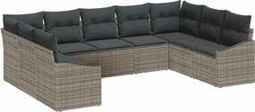 vidaXL Kanapé Szett párnával 9 pcs Szürke polirattan