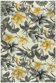 140x200 cm Mustárszőnyeg Luna Virágokkal Levelekkel