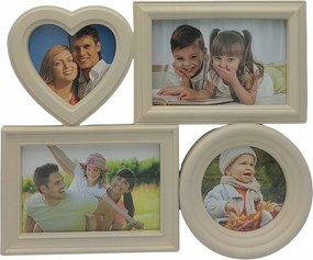 Mulirama képkeret 4 képhez, krémszínű, családi