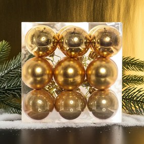 Mézsárga műanyag karácsonyi gömb szett 9x8cm