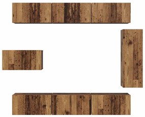 TV szekrény garnitúra 8 pcs Régi fa 30.5 x 30 x 90 cm Faanyag