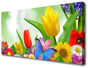 Vászonkép falra Butterfly Flowers Nature 120x60 cm