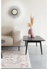 Fekete dohányzóasztal tölgyfa dekoros asztallappal 60x120 cm Fabio – White Label