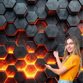 3D Ifjúsági Fotótapéta Hexagon Méhsejt Fiúknak 196x260 HPM03F