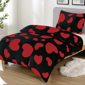 Mikroplüss ágynemű Homa DEBORAH HEARTS BLACK 140x200 cm