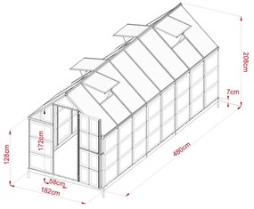 CRAFTFIELD Kerti polikarbonát üvegház 4.8m - ajándék talapzat az üvegházhoz INGYEN