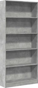 vidaXL betonszürke szerelt fa könyvespolc 80 x 24 x 176 cm