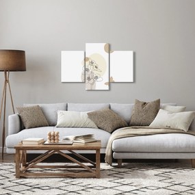 Kép - Bézs virágok pillangóval N⁰4 (90x60 cm)