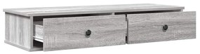 szürke sonoma szerelt fa falipolc fiókokkal 100 x 37,5 x 19 cm