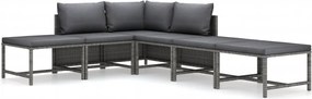 vidaXL 6 részes szürke polyrattan kerti ülőgarnitúra párnákkal