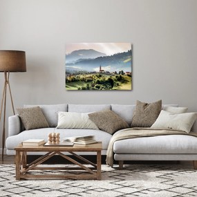 Kép - falu a ködben (70x50 cm)