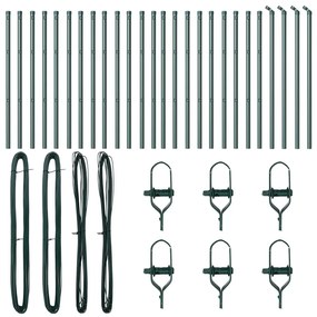 Kerítésoszlopok 26 db Zöld Ø32 mm 120 cm Horganyzott Acél