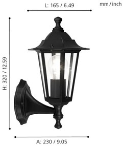 EGLO 22468 - LATERNA 4 kültéri fali lámpa 1xE27/60W fekete