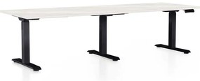 OfficeTech Long állítható magasságú asztal, 240 x 80 cm, fekete alap, fehér kőris