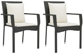 9 részes fekete polyrattan kerti étkezőgarnitúra párnákkal
