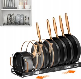 Kihúzható Rendszerező Állvány Serpenyő Tartó Edény Fedél Szekrény