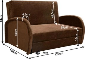 Széthúzható fotel, barna, MILI 2