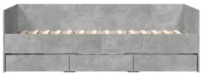 betonszürke kanapéágy fiókkal matrac nélkül 90x200 cm