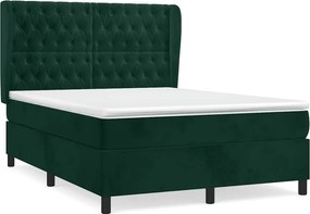 vidaXL sötétzöld bársony rugós ágy matraccal 140x200 cm