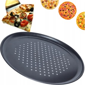Acél pizza sütőforma kerek tepsi perforált 32cm