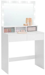 Fésülködőasztal, pipereasztal 9 LED izzóval, fehér