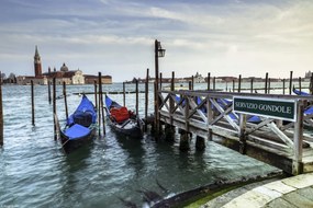 Poszter 30x20cm Gondola kikötési hely a Grand Canale-en, Assaf Frank