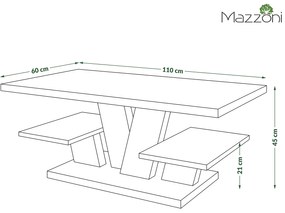 Mazzoni VIVA MATT Barna Tölgy/Bézs (Pezsgő) - MODERN DOHÁNYZÓASZTAL POLCOKKAL