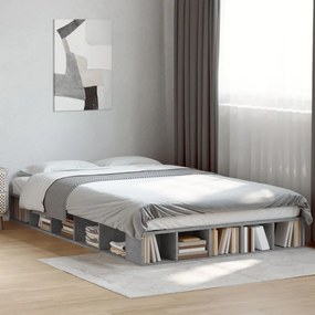 betonszürke szerelt fa ágykeret 135 x 190 cm