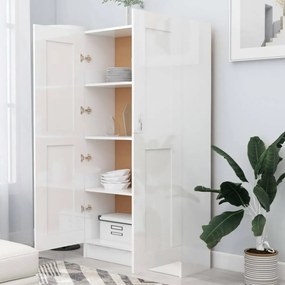 Magasfényű fehér forgácslap könyvszekrény 82,5 x 30,5 x 150 cm