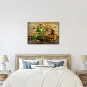 Tulipánok, daráló és kávé képe (70x50 cm)