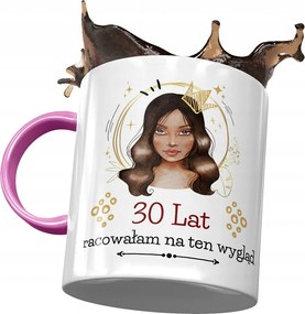 Rózsaszín Bögre Születésnapra 30 30. 30-as Ajándék Nyomtatott Fotóval