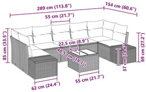 8 részes kertbútor szett párnákkal Bézs poli rattan