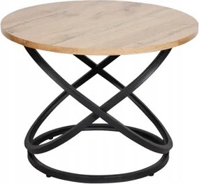 Dohányzóasztal kerek tölgy artisan fekete modern pad nappaliba Eos D