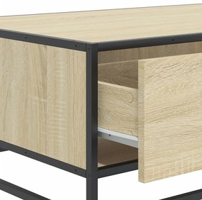 sonoma tölgy szerelt fa és fém dohányzóasztal 90 x 57 x 35 cm